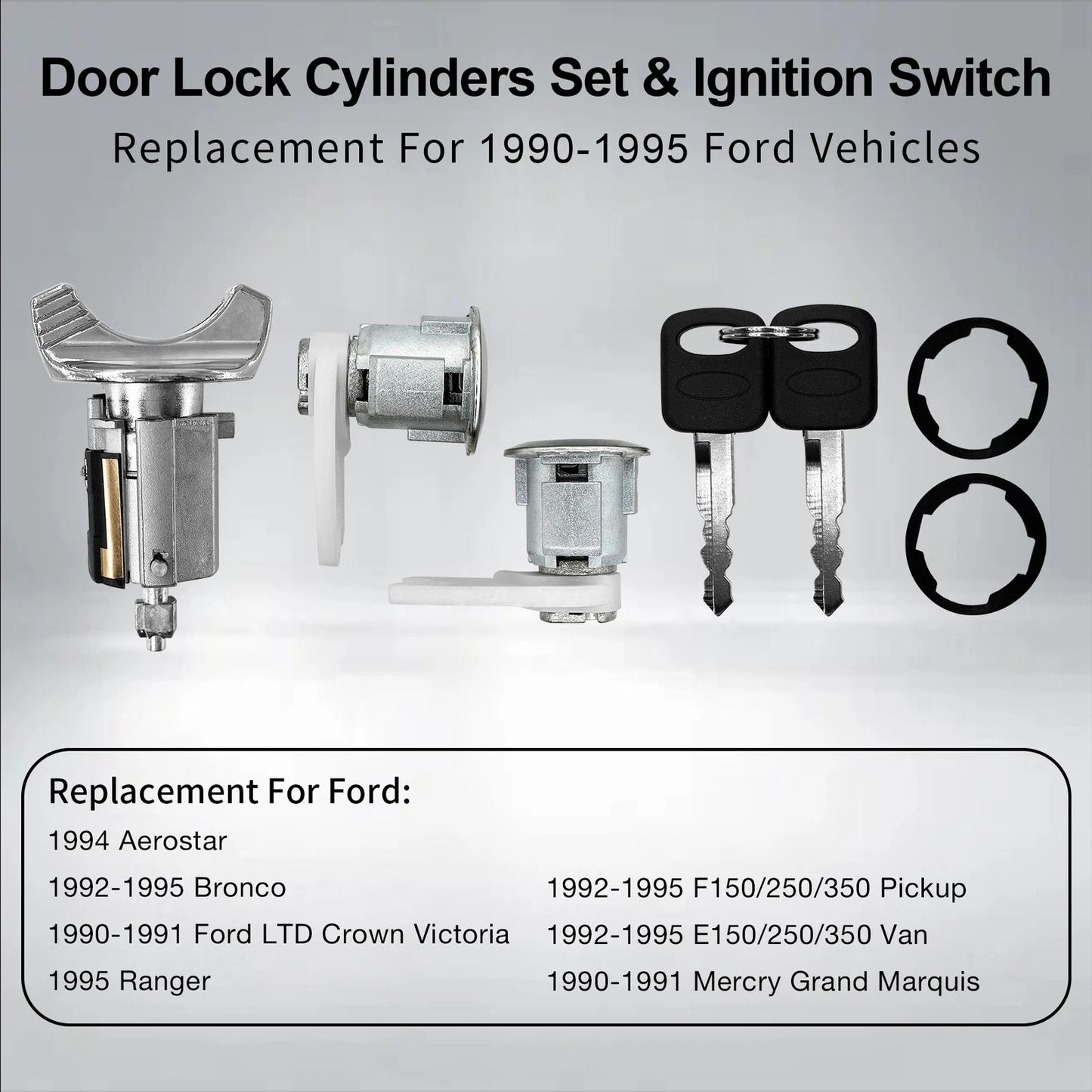 Ignition Switch & Door Lock Cylinder Set For 1990-95 Ford F150 F250 F350 Ranger