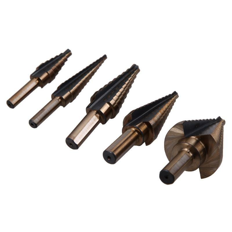 5Pcs HSS High Speed Steel Cobalt Titanium Step Drill Bit Multiple Hole 50 Sizes