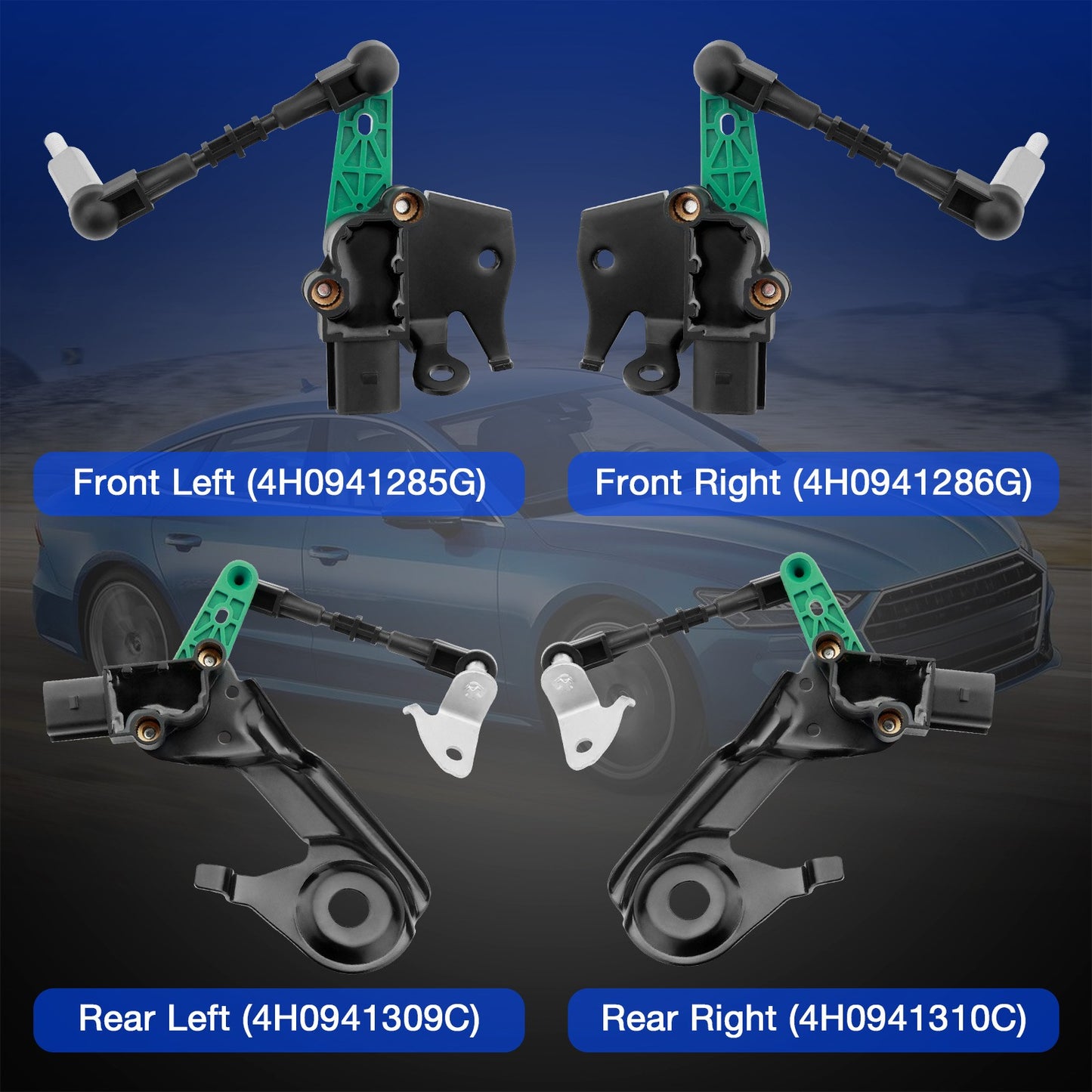 4x Front Left Air Suspension Height Level Sensors For 11-18 Audi A6 A7 S6 S7 S8