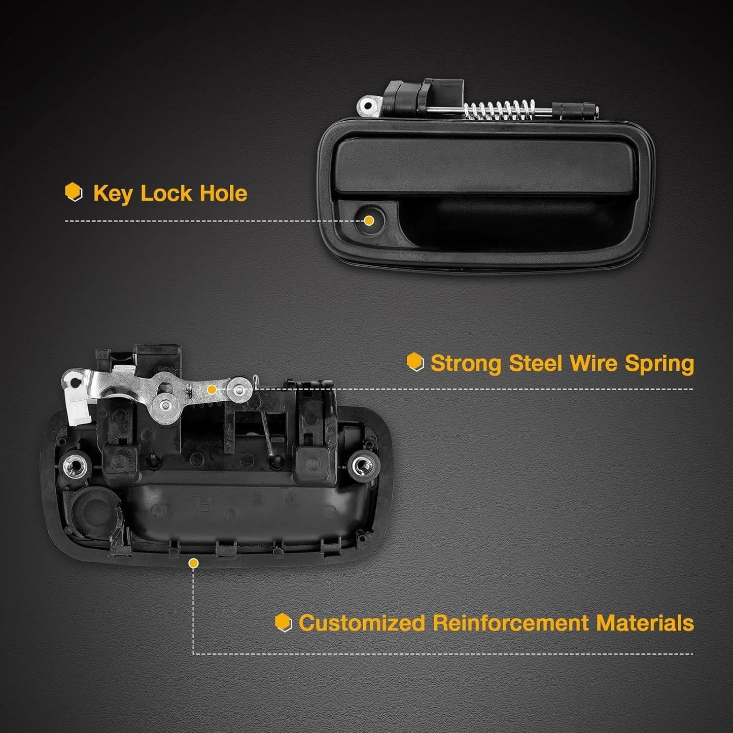2X Exterior Door Handle w/ Lock Cylinders & Keys Set For 1995-2004 Toyota Tacoma