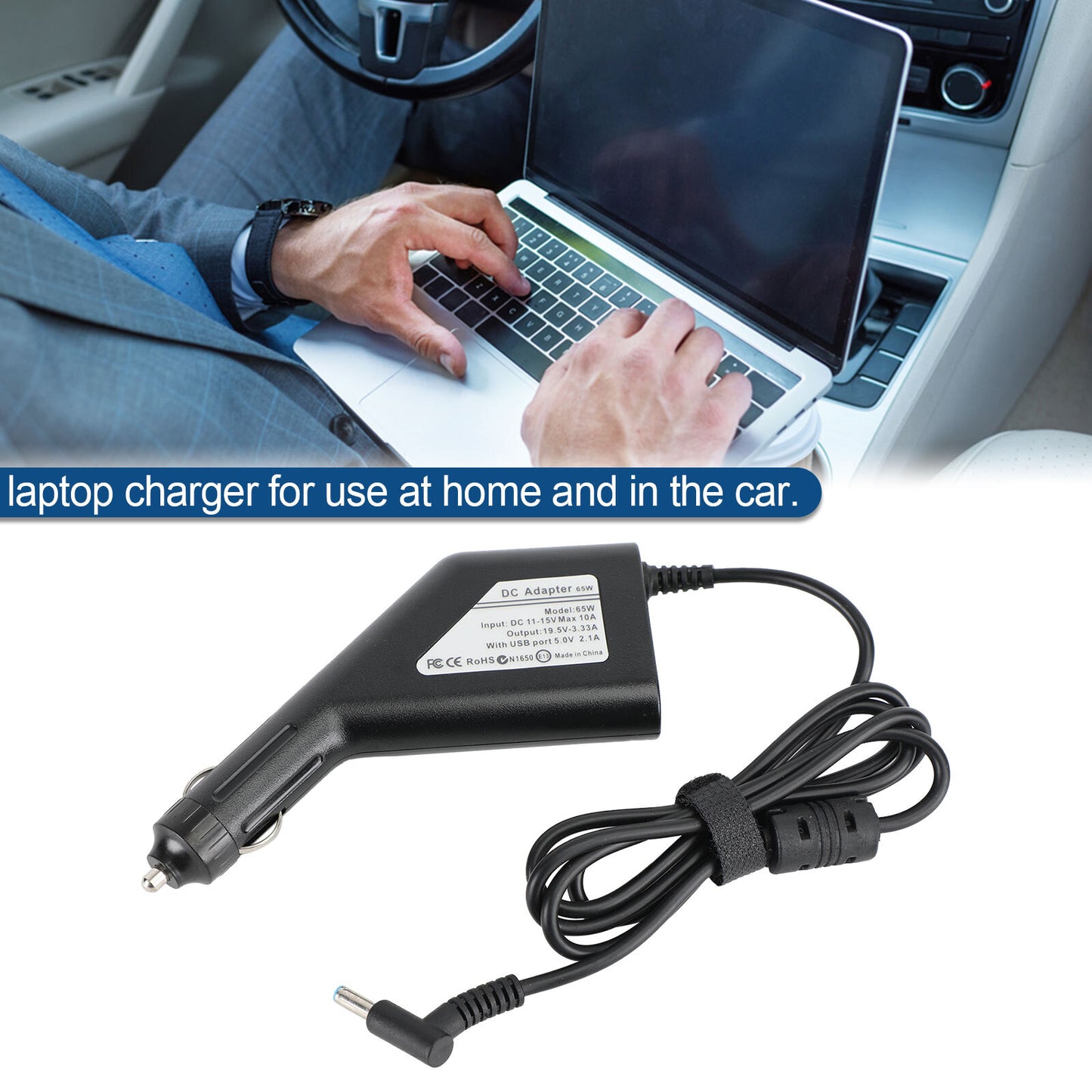 65W Laptop Car Charger Power Supply DC Adapter Universal for HP 19.5V 3.33A