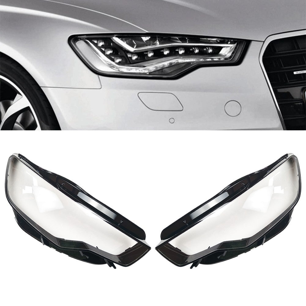 Clear Headlight Headlamp Lens Covers For 2011-2015 Audi A6 C7 Left&Right