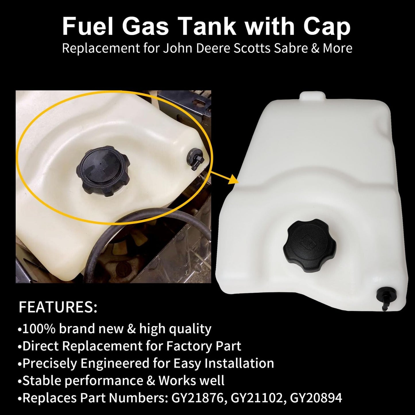 GY21876 Gas Fuel Tank Fits John Deere D100 D105 D110 D120 D130 D140 D150 D160