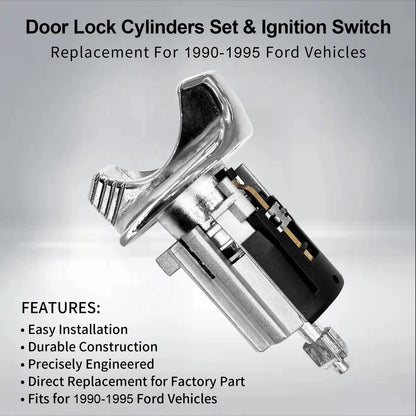 Ignition Switch & Door Lock Cylinder Set For 1990-95 Ford F150 F250 F350 Ranger