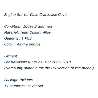 Engine Starter Case Crankcase Cover For Kawasaki Ninja ZX10R 2006-10 Black