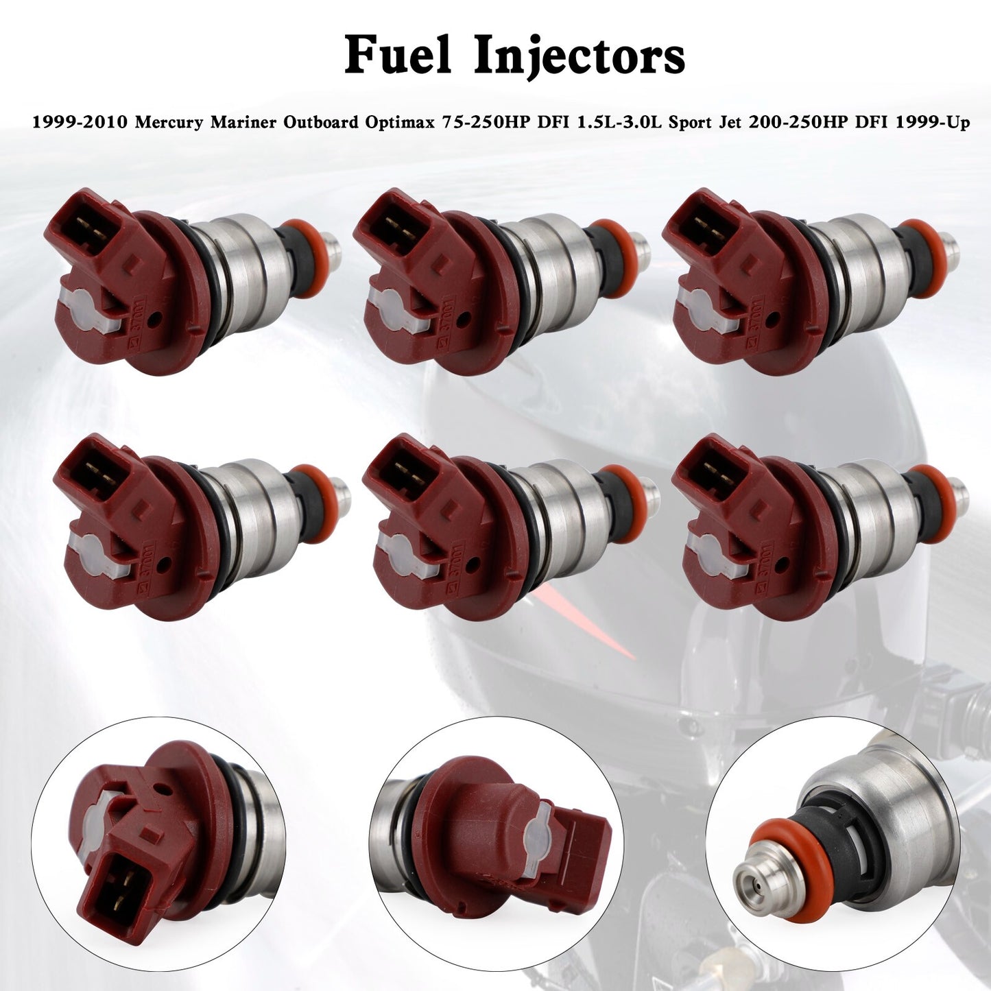 6PCS 75-90-115-200-225 Fuel Injectors 37001 For Mercury Outboard Mariner 804528