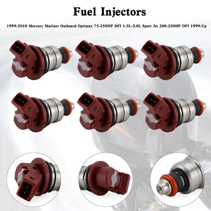 6PCS 75-90-115-200-225 Fuel Injectors 37001 For Mercury Outboard Mariner 804528