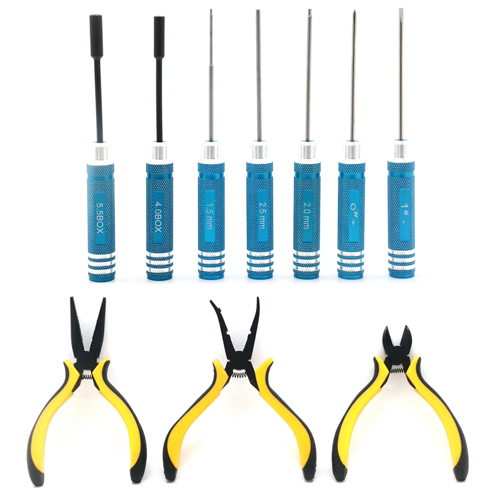 10Pcs RC Tools Kits Screwdriver Pliers Hex Repair Box Set for RC Car Traxxas