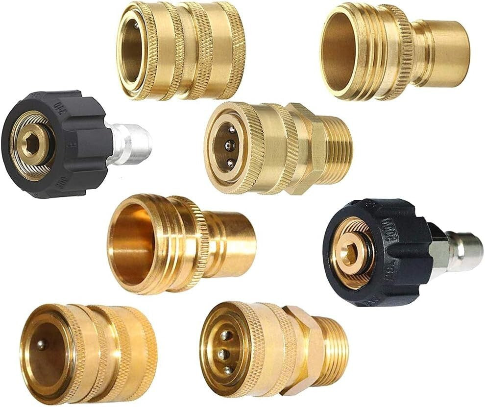 9Pc Pressure Washer Adapter Set Quick Disconnect Kit M22 Swivel to 3/8'' Connect