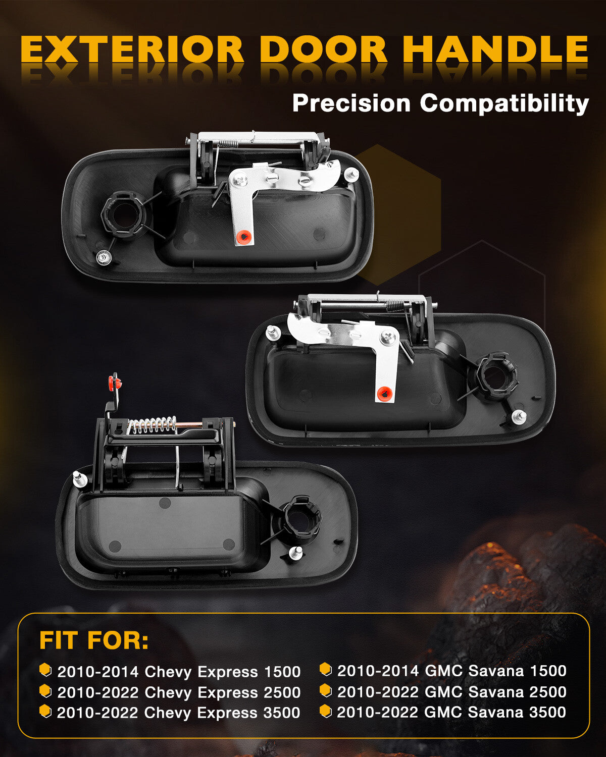 3PCS Exterior Door Handle Set For 10-22 Chevy Express GMC Savana 1500 2500 3500