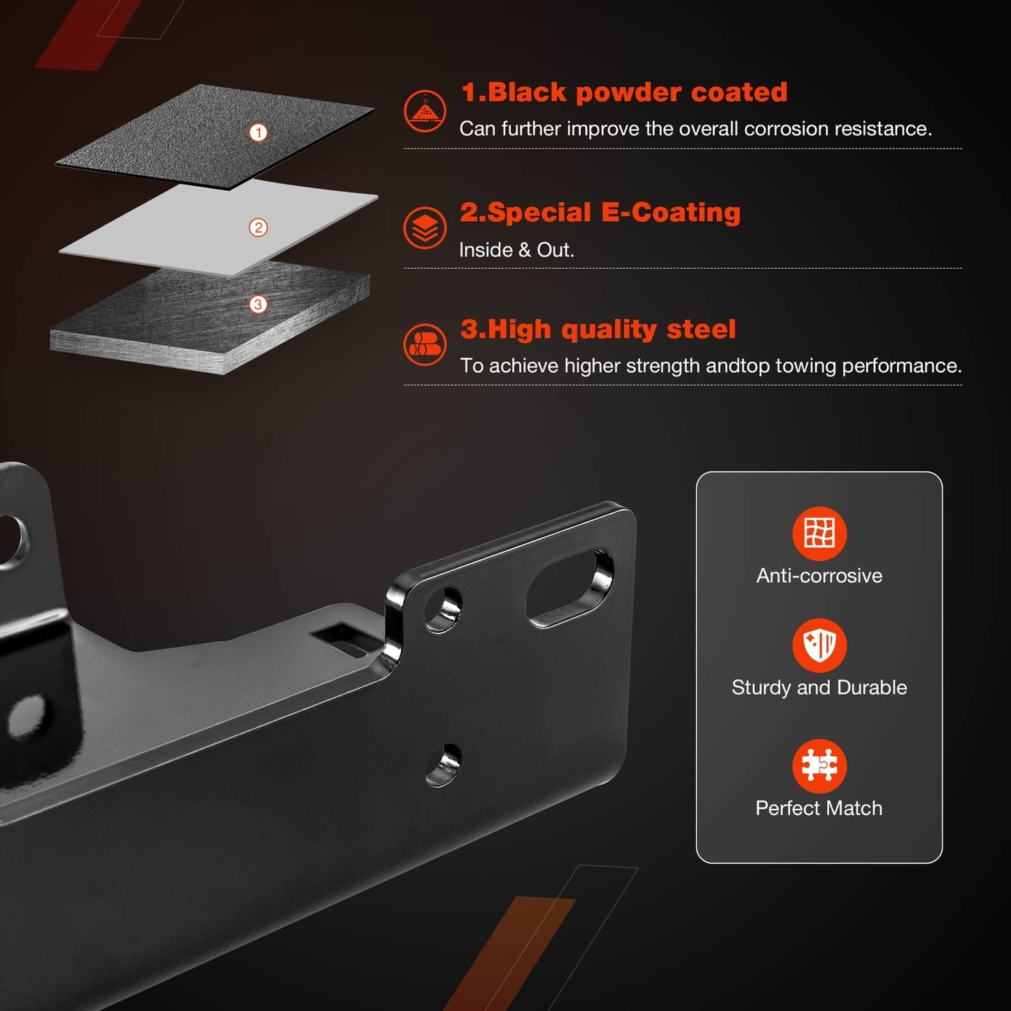 101275 Winch Plow Mount Bracket Plate Kit For 2016-23 Yamaha Grizzly Kodiak 700