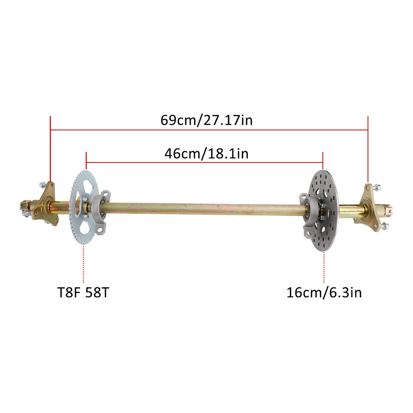 29" ATV Quad Go Kart Rear Live Axle Kit Sprocket Brake Wheel Hub Brake Assembly