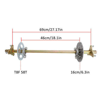 29" ATV Quad Go Kart Rear Live Axle Kit Sprocket Brake Wheel Hub Brake Assembly