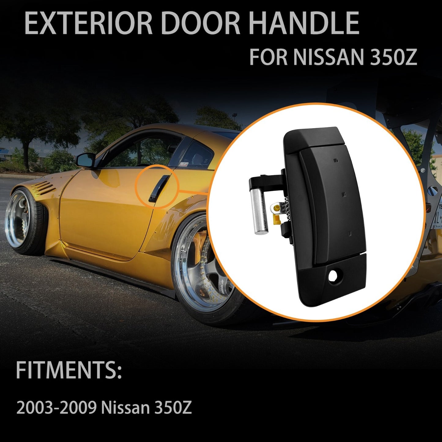Exterior Door Handle Driver & Passenger Side Black for 2003-2009 Nissan 350Z