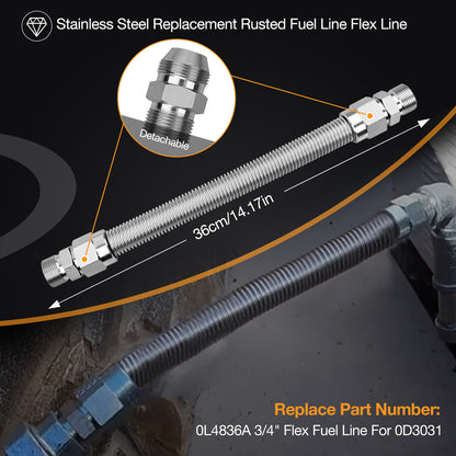 0L4836A Gas Fuel Line Supply Flex Hose 3/4" No PVC Fits Generac Generators 0D303