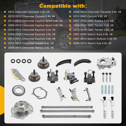 Timing Chain w/ Water Pump Kit For 07-15 Chevy Colorado Camaro GMC Acadia 9-0753