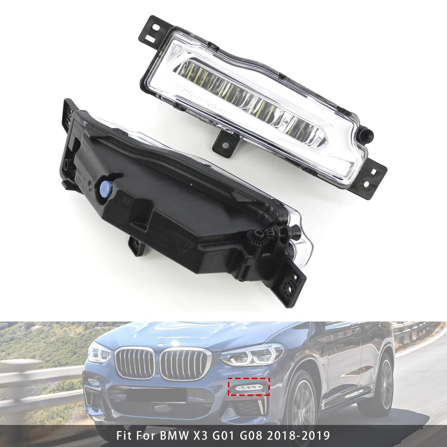 Pair LED Front Bumper Fog Lights For BMW X3 G01 G08 X4 G02 2018-2019 63177412528