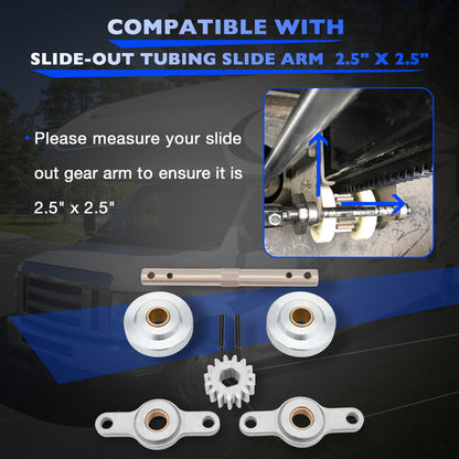 RV Slide-Out Gear Box Pack Assembly 2.5"x 2.5" For Slide-Out Gear Part 15 Tooth