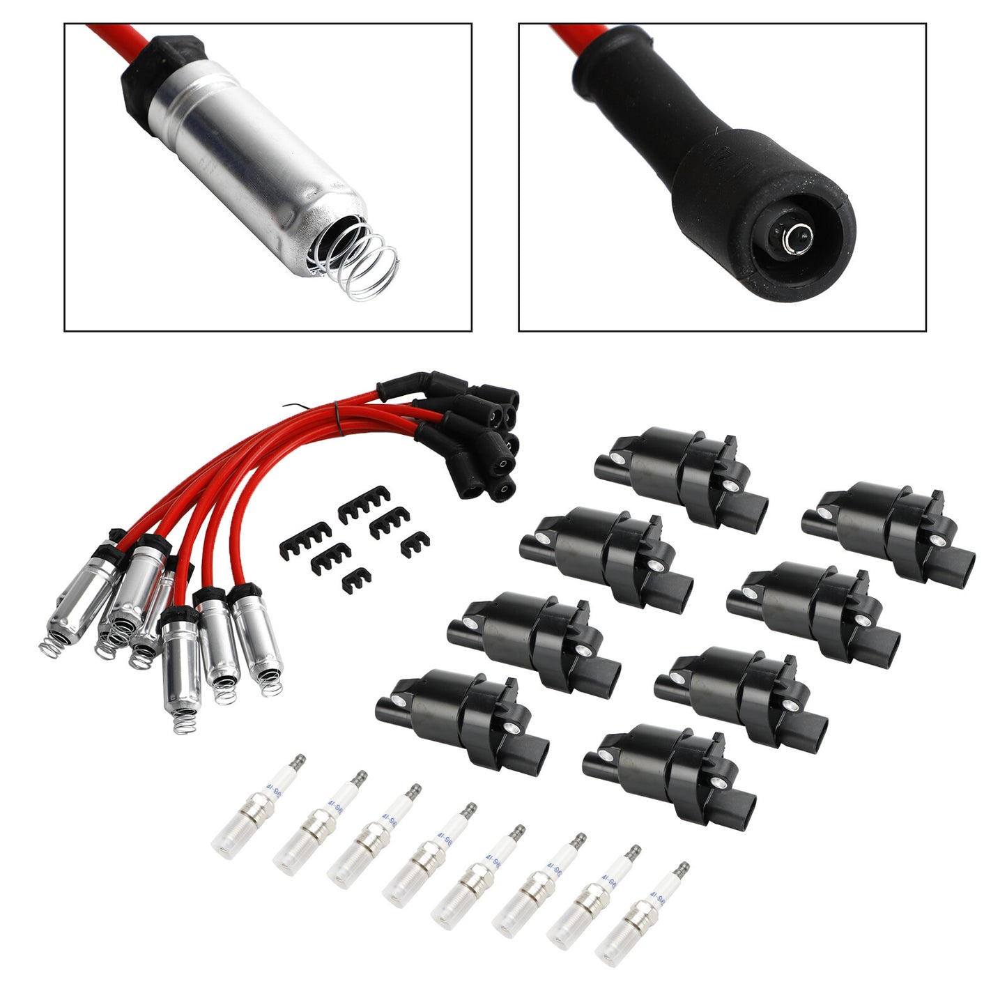 8x Ignition Coil+Spark Plug + Wire UF414 For GMC Silverado 1500 Tahoe 5.3L