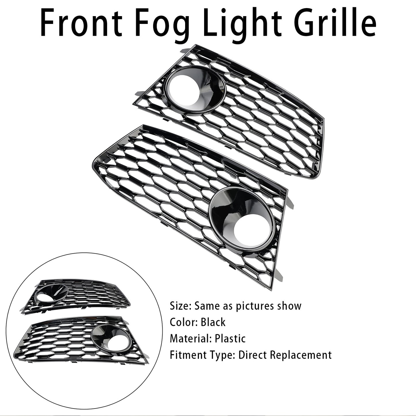 Pair Front Bumper Fog Light Lamp Frame Grille Covers Fit Audi RS7 2014-2018*