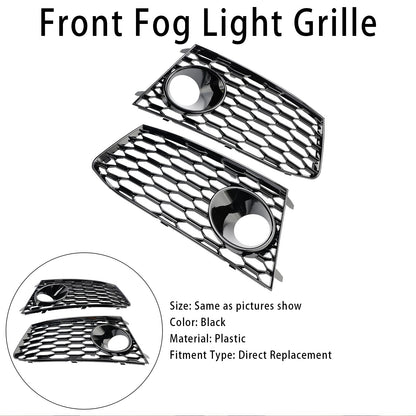 Pair Front Bumper Fog Light Lamp Frame Grille Covers Fit Audi RS7 2014-2018*