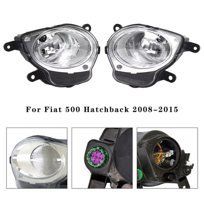 Left+Right High Beam Headlight Headlamp For Fiat 500 Hatchback 2008-2015