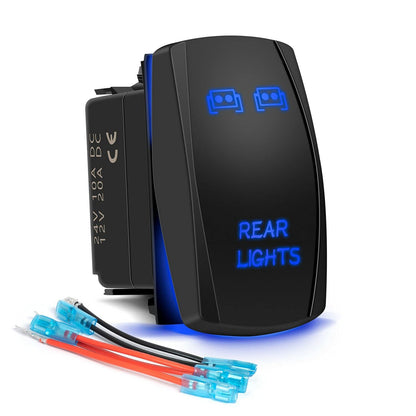 2pcs Blue Rocker Switch Rear Light + LED Light Bar Toggle 5 Pin for Car ATV UTV