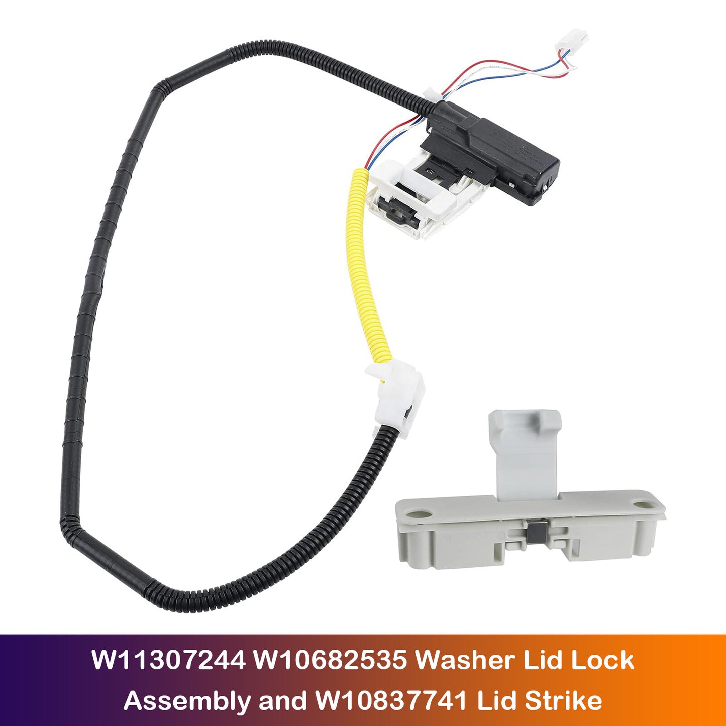 W11307244 W10682535 Washer Lid Lock Assembly and W10837741 Lid Strike for Maytag