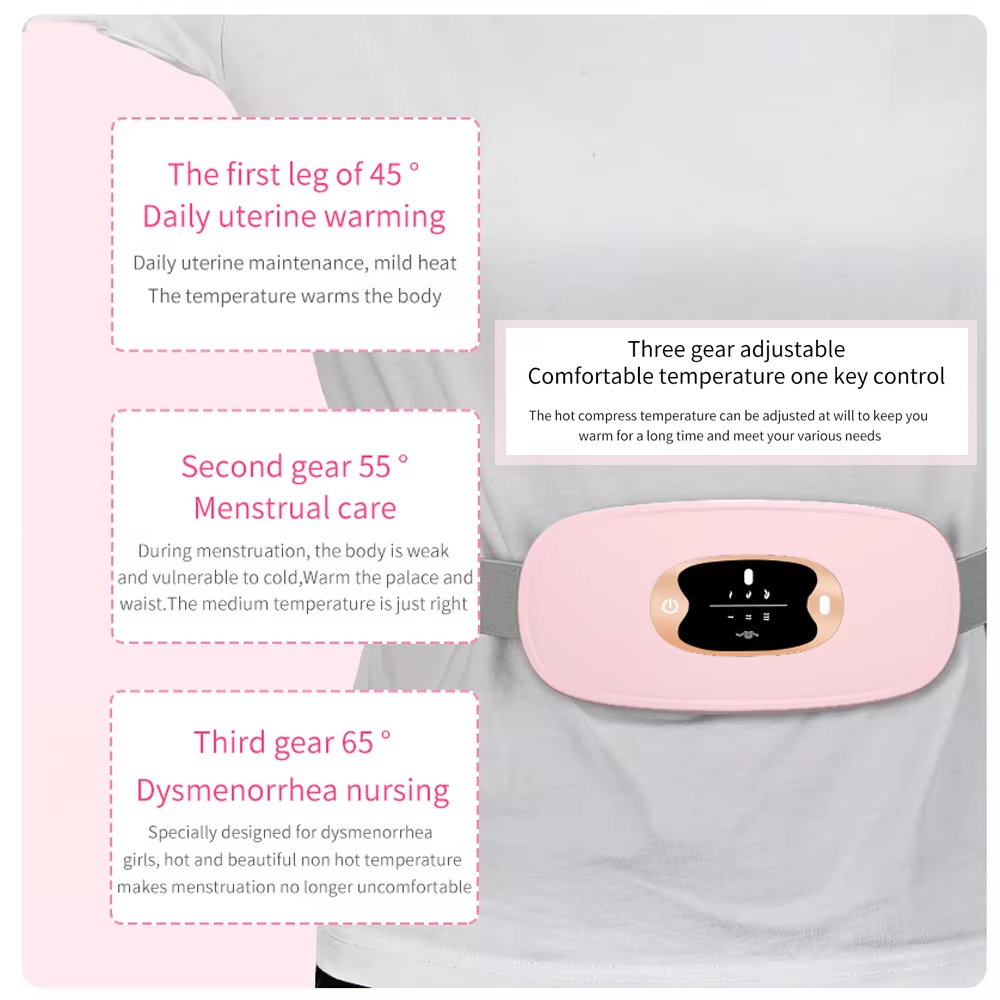 Electric Heating Menstrual Vibration Pad Belt For Period Pain Relief Cramps USB
