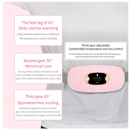 Electric Heating Menstrual Vibration Pad Belt For Period Pain Relief Cramps USB