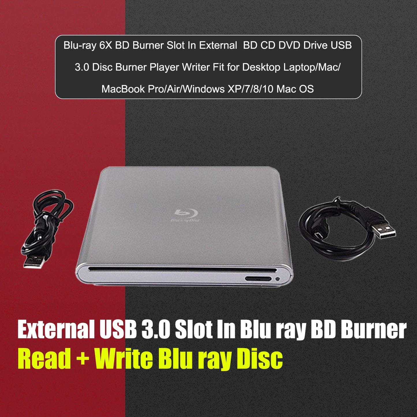 ??Player USB External BD-R BD DVD CD RW Disc Writer Laptop Movie Player