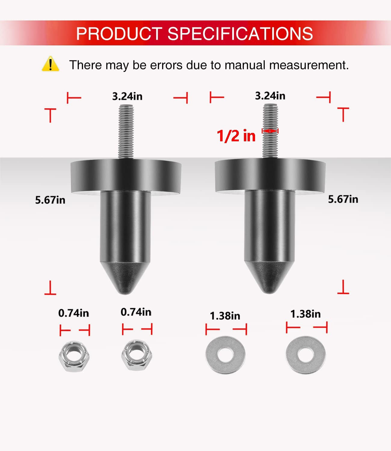 For Kenworth T2000 T600A T800 W900 2003-2010 924-5410 Pair Hood Pin Bushings Kit