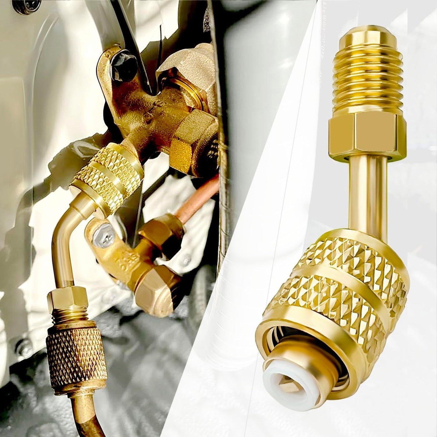 R410a Adapter For Mini Split HVAC System 5/16 Female Quick Couplers X 1/4-Male