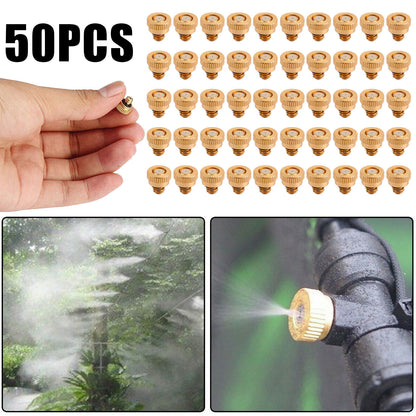 50X Brass Misting Nozzles Water Mister Sprinkle For Cooling System 0.024" 10/24