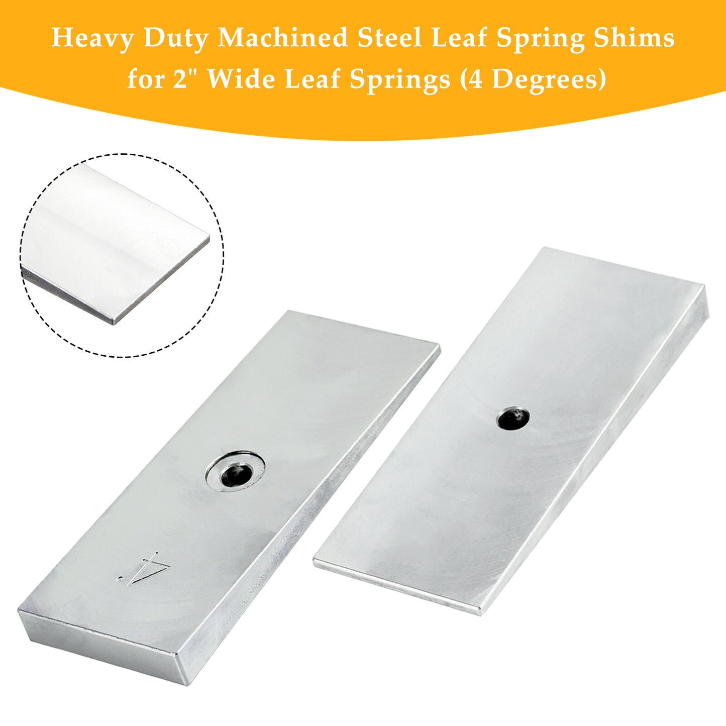 2PCS 2" Wide 4°Degree Steel Leaf Spring Degree Shims Silver~~