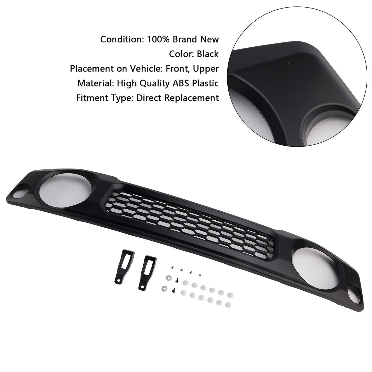 Black Honeycomb Front Bumper Grille Grill Fit Suzuki Jimny JB74 2019~2023
