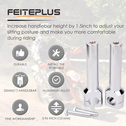 Motorcycle 1'' Handlebar Risers Clamps Handle Bar Mount For Harley Honda