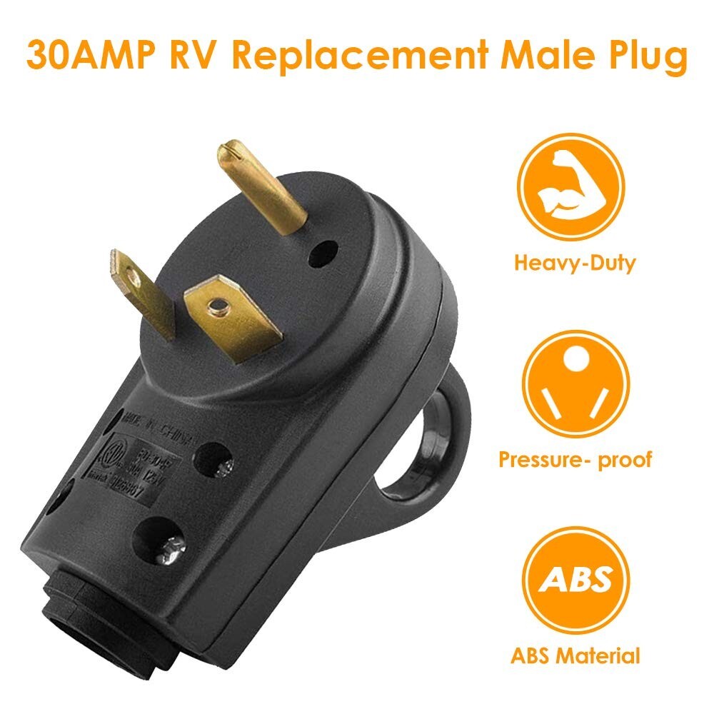30 Amp RV Plug Replacement Male Plug End Camper Power Adapter 30A