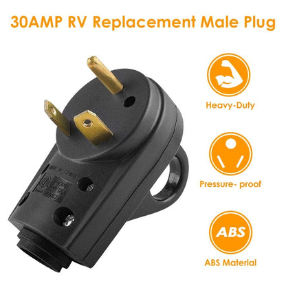 30 Amp RV Plug Replacement Male Plug End Camper Power Adapter 30A