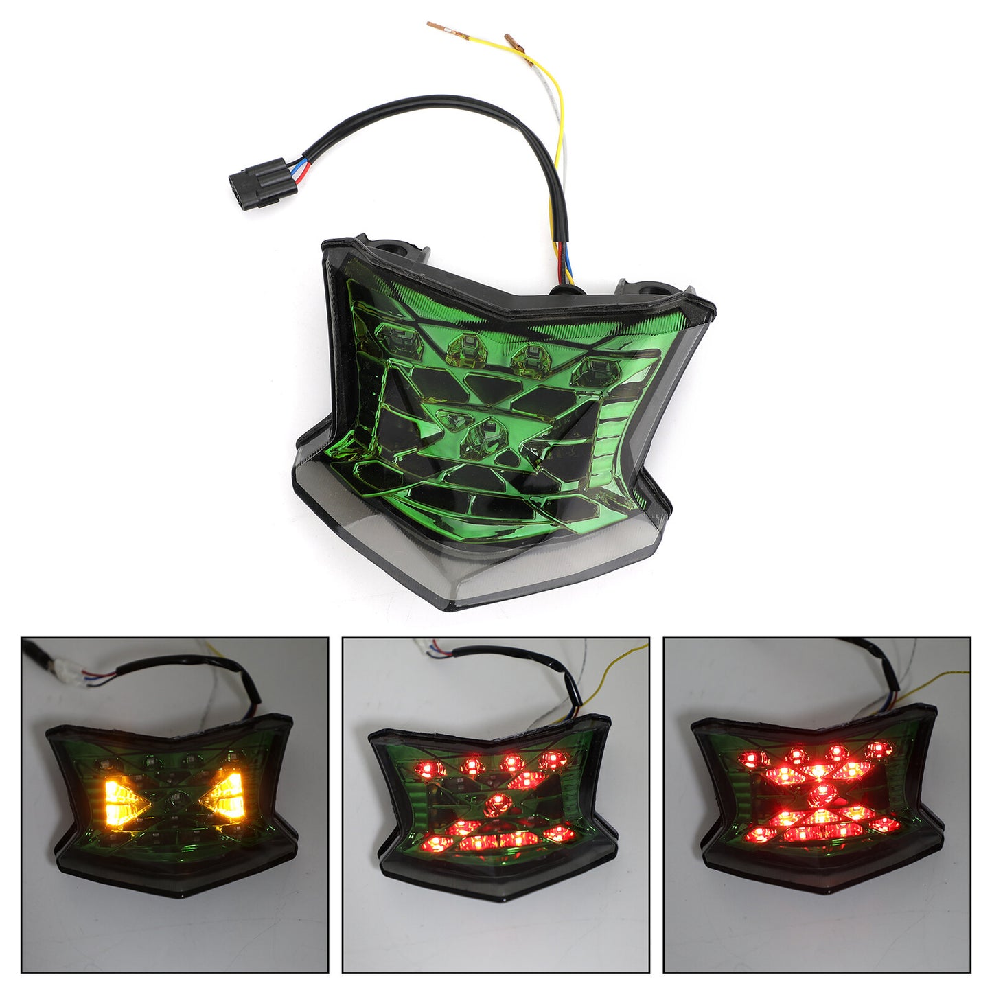 LED Brake Turn Signals Taillight For Kawasaki Z650 Ninja 650 Z900 2017-24 Green