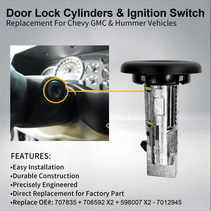 Ignition Switch & Front Door Lock Cylinders for 03-07 Chevy Silverado GMC Sierra