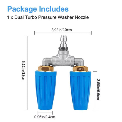 360 Rotating Pressure Washer Dual Turbo Nozzle 1/4in. Quick Connector 2.5