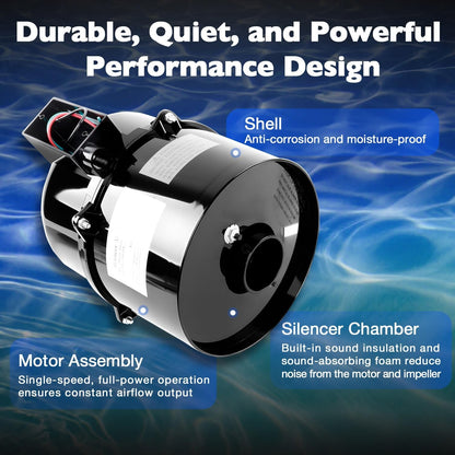 6310241 Pool Spa Blower For Air Supply Silencer 2"Plumbing 1HP 240V 2.6A Hot Tub