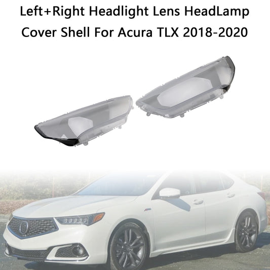 Left+Right Headlight Lens HeadLamp Cover Shell For Acura TLX 2018-2020