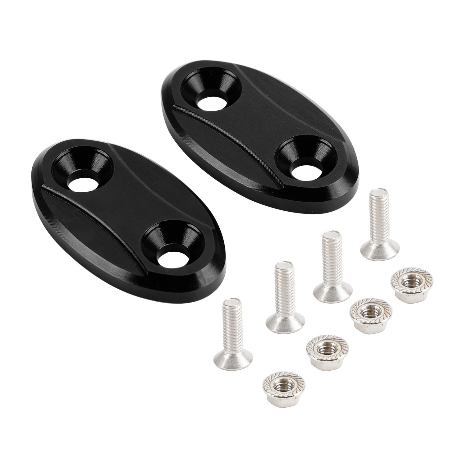 ALUMINUM MIRROR BLOCK OFF PLATES HOLE CAPS BLACK FOR YAMAHA YZF-R1 R1 2007-2014
