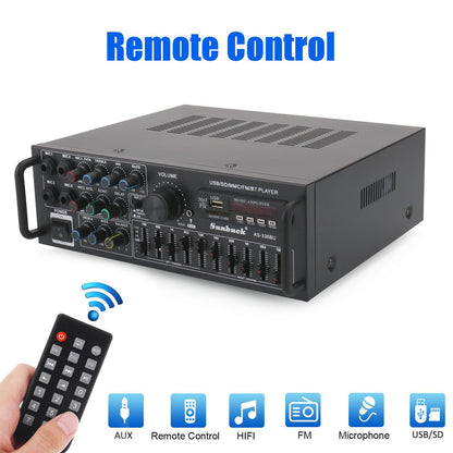 Sunbuck Bluetooth 5.0 HiFi Stereo Power Amplifier 2000W Home Audio FM USB AUX