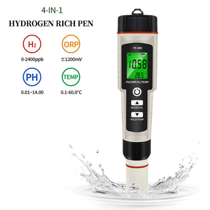 ??Portable 4 In 1 Hydrogen-Rich Test Pen PH/ORP/TEMP Water Quality Meter Tester