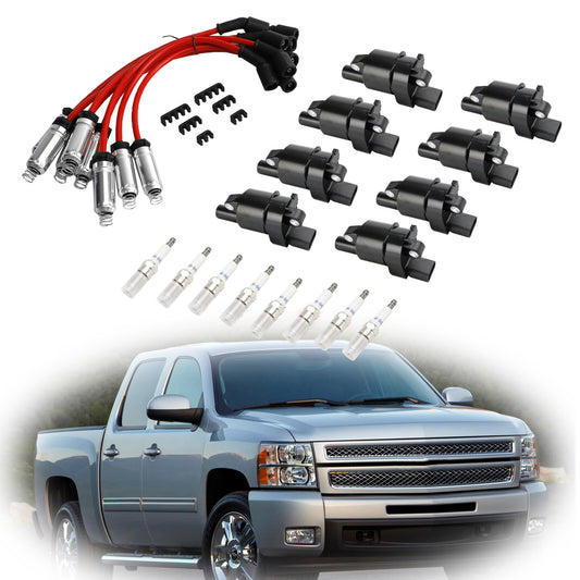 8x Ignition Coil+Spark Plug + Wire UF414 For GMC Silverado 1500 Tahoe 5.3L
