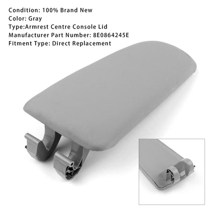 Gray Leather Armrest Centre Console Lid For Audi A4 B6 B7 2001-2008 8E0864245E