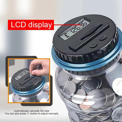 Blue Digital Coin Bank Vcertcpl 1.8L LCD Counting Money Jar for All Coins